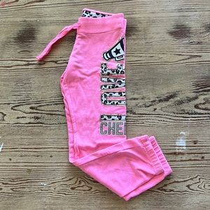 Justice girls leopard print, pink cheer sweatpants. Size 7.